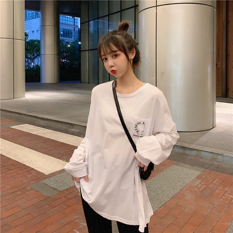 期間限定 買わないと損 ファッション 定番 プリント 春秋 オーバーサイズ 長袖 Ｔシャツ