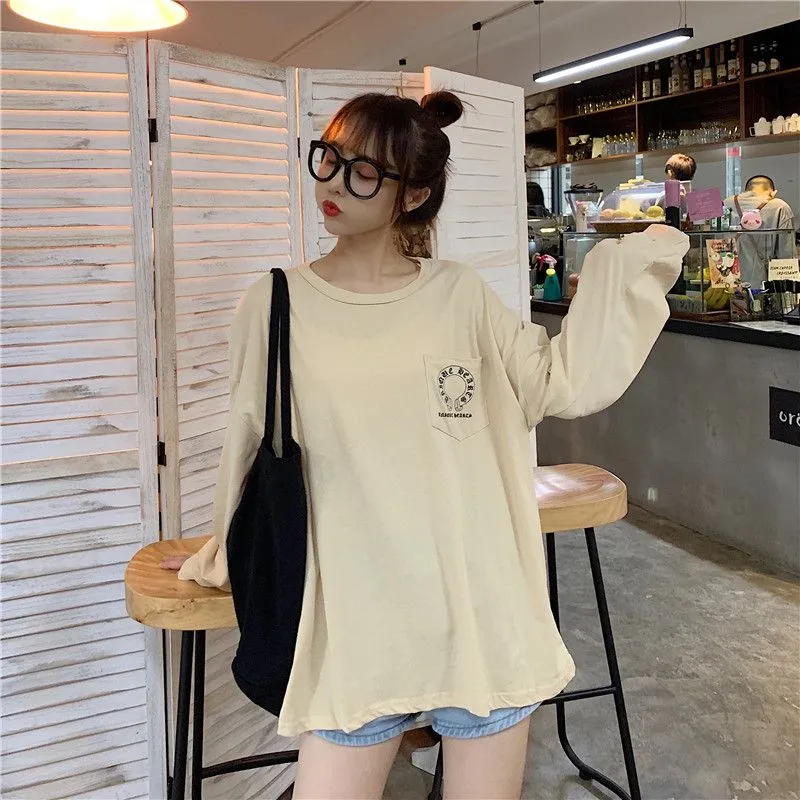 期間限定 買わないと損 ファッション 定番 プリント 春秋 オーバーサイズ 長袖 Ｔシャツ