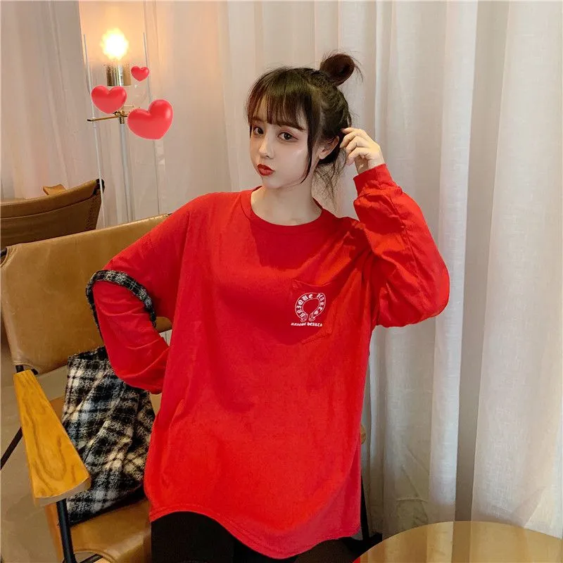 期間限定 買わないと損 ファッション 定番 プリント 春秋 オーバーサイズ 長袖 Ｔシャツ