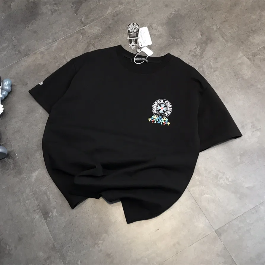 『フリーサイズ』胸元 サンスクリット 蹄型 プリント技術 綿100% カラフル クロスフラワー Tシャツ