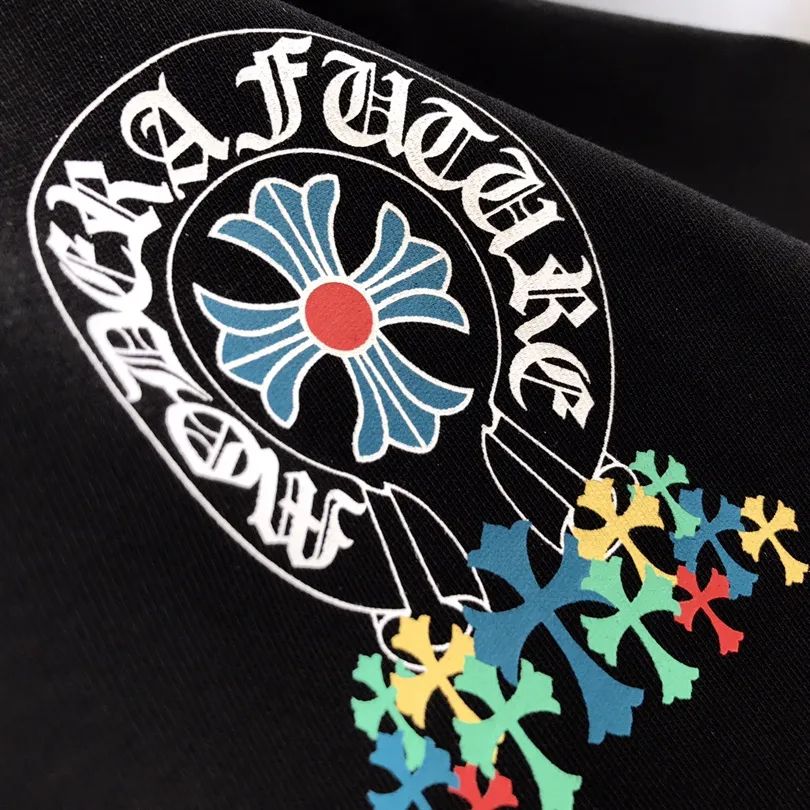 『フリーサイズ』胸元 サンスクリット 蹄型 プリント技術 綿100% カラフル クロスフラワー Tシャツ