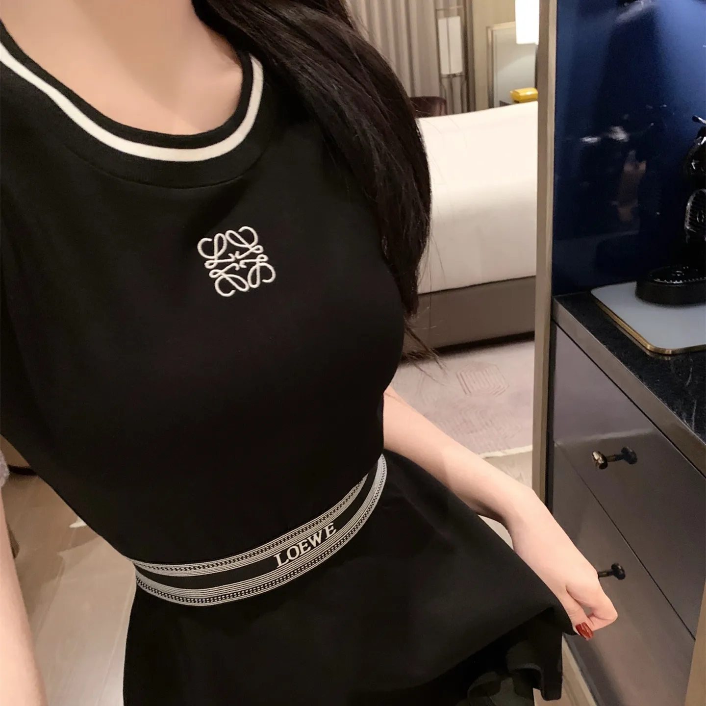『S-L』夏 涼感 ストレッチ おしゃれ レタリング ゴム編み カラーブロック ベスト ワンピース