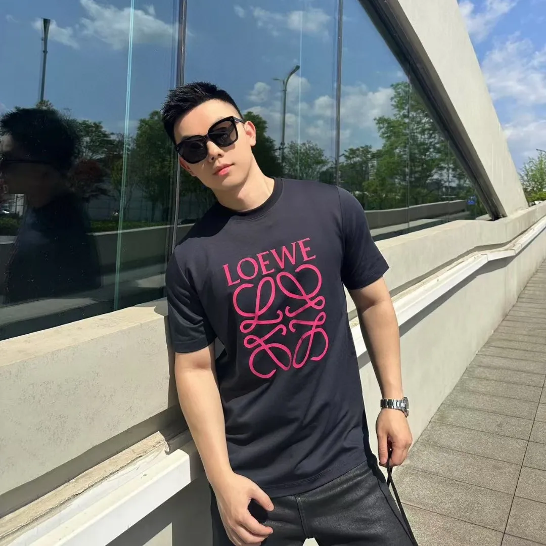 『S-4XL』綿100% 通気性 ストレッチ クラシック ロゴ プリント クルーネック 半袖 Tシャツ