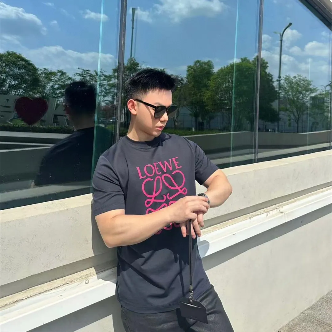 『S-4XL』綿100% 通気性 ストレッチ クラシック ロゴ プリント クルーネック 半袖 Tシャツ