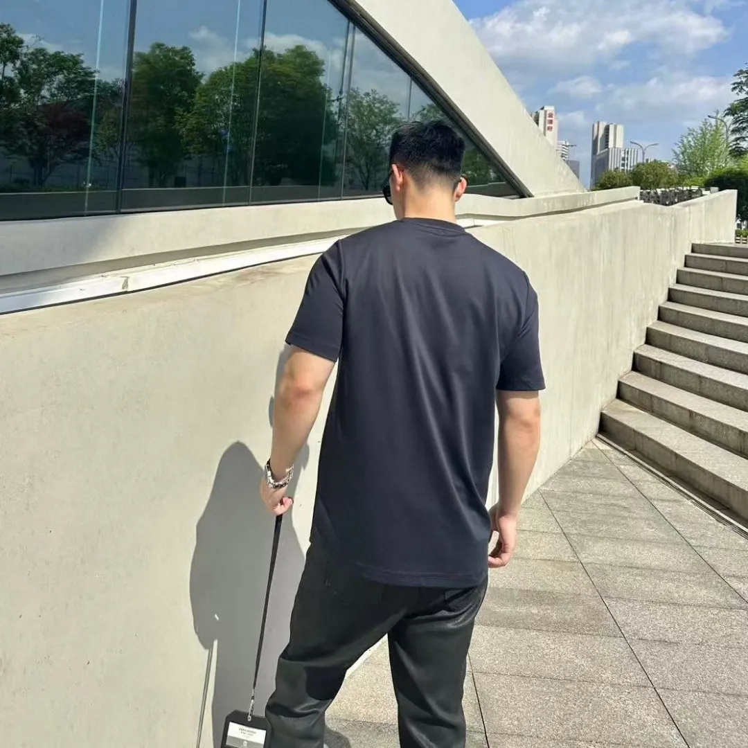 『S-4XL』綿100% 通気性 ストレッチ クラシック ロゴ プリント クルーネック 半袖 Tシャツ