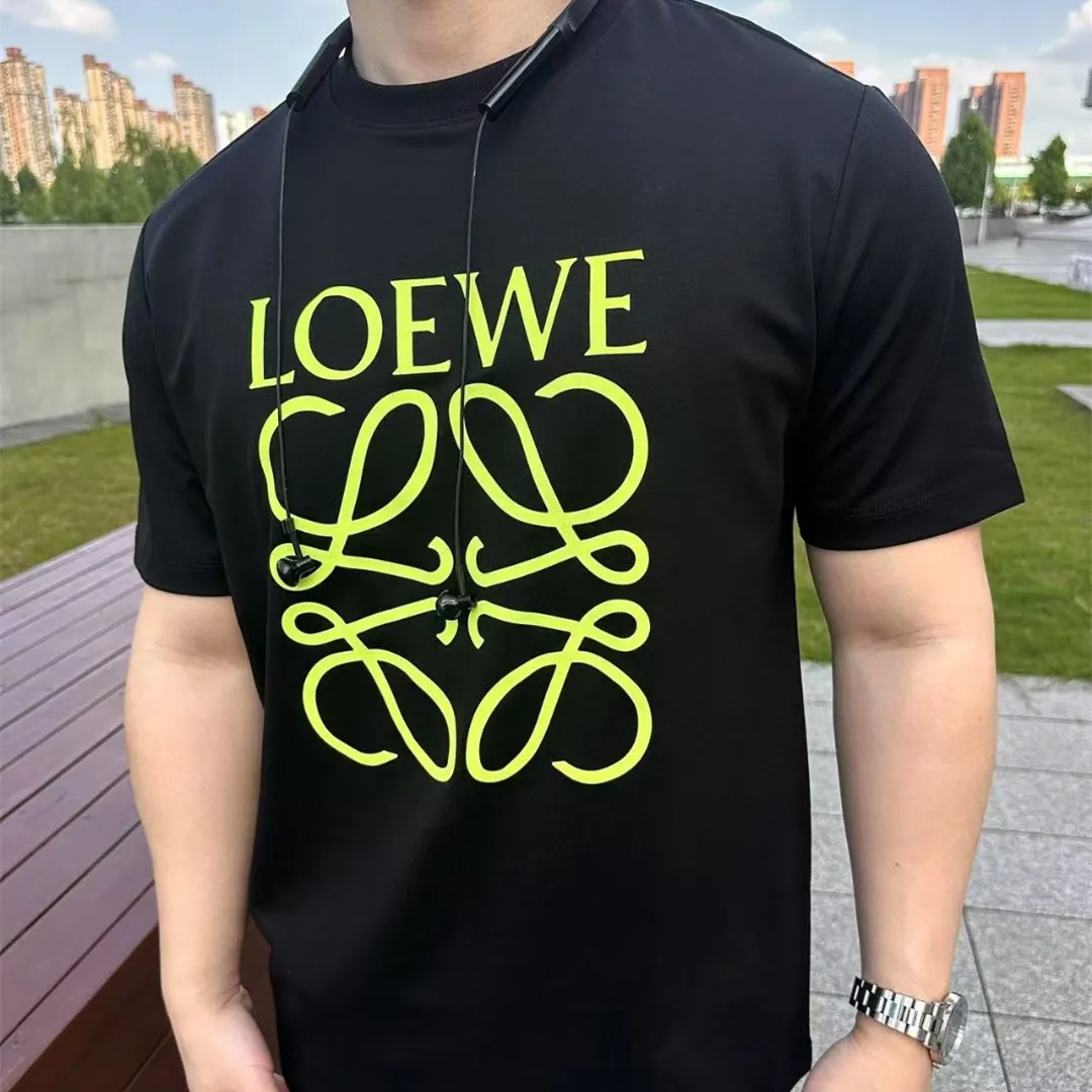 『S-4XL』綿100% 通気性 ストレッチ クラシック ロゴ プリント クルーネック 半袖 Tシャツ