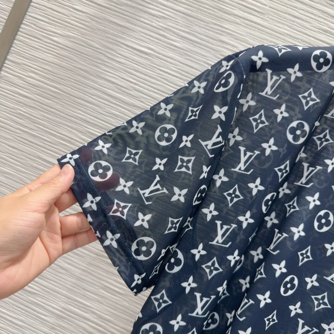 『S-L』シースルー 高級感 柔らかい ストレッチ 快適 プレミアム 上品 浸透プリント メッシュ トップス半袖