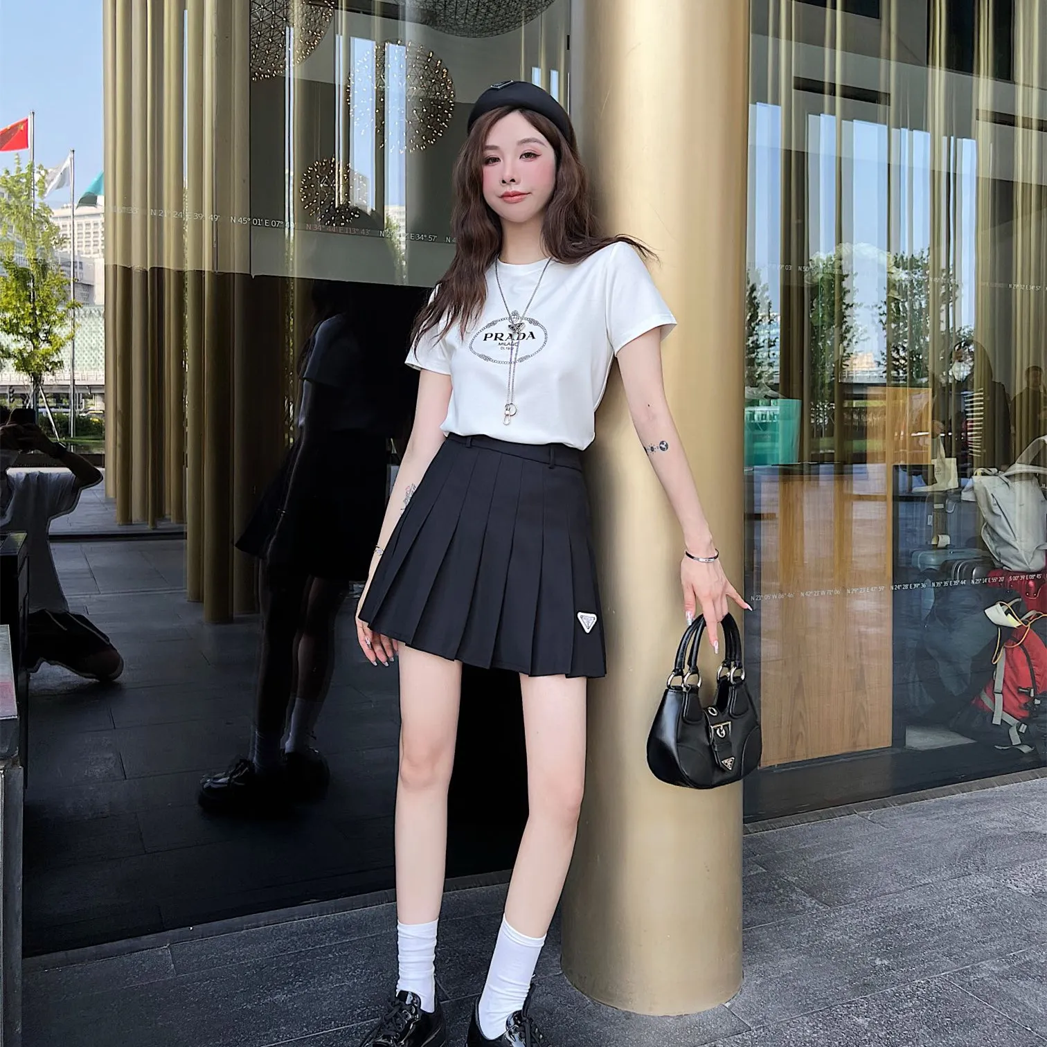 『S-L』SNSで話題沸騰 コーディネートの主役 体型カバー シンプル Ｔシャツ スカート セットアップ