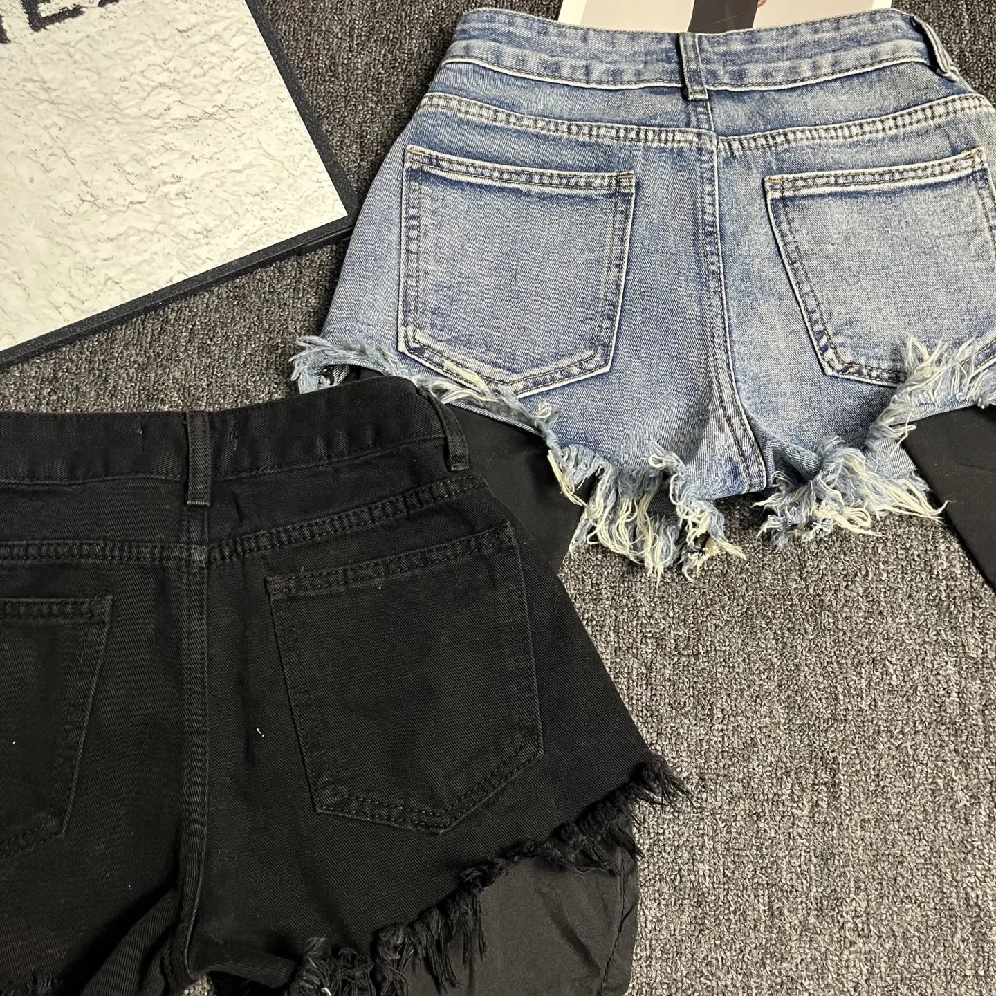 『S-XL』夏 ストレッチ おしゃれ リベット メタルデコ ヘビーワーク デニムショーツ