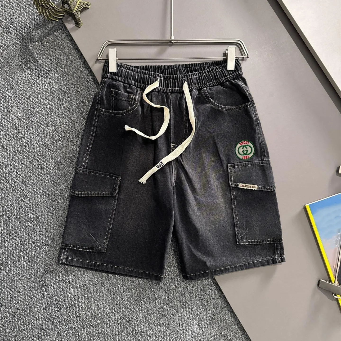 『M-4XL』平織り コットンデニム ストーンウォッシュ 柔らかい 上質 快適 通気性 デニムショーツ