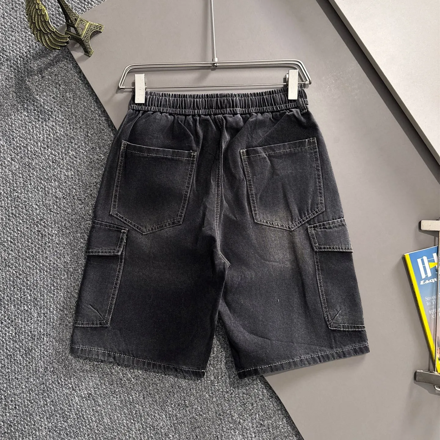 『M-4XL』平織り コットンデニム ストーンウォッシュ 柔らかい 上質 快適 通気性 デニムショーツ