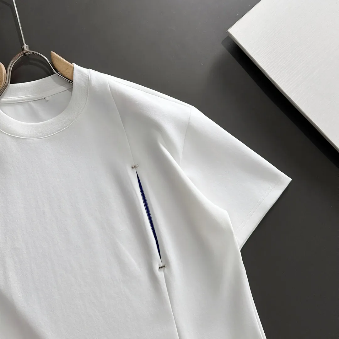 『M-3XL』ユニーク オーダー生地 後襟チェーン フルショルダー カジュアル アクティブ 半袖 Tシャツ