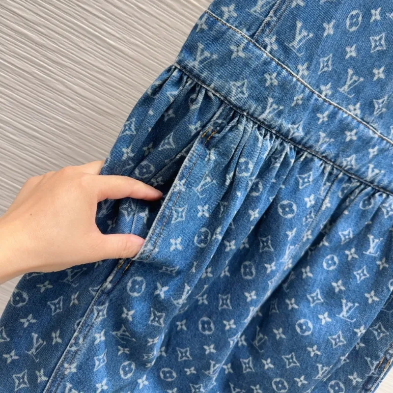 『S-L』大人気 着回し最強 優しい雰囲気 クール フェミニン デニム ワンピース
