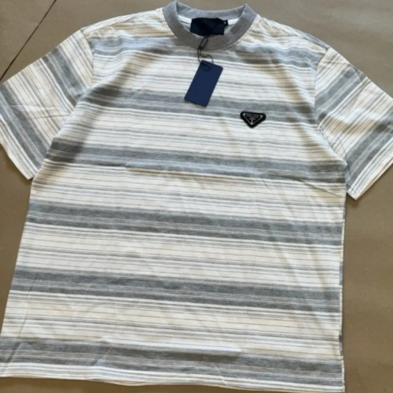 『M-XL』お手頃価格 しわになりにくく快適 混紡生地 ヴィンテージストライプ半袖Tシャツ