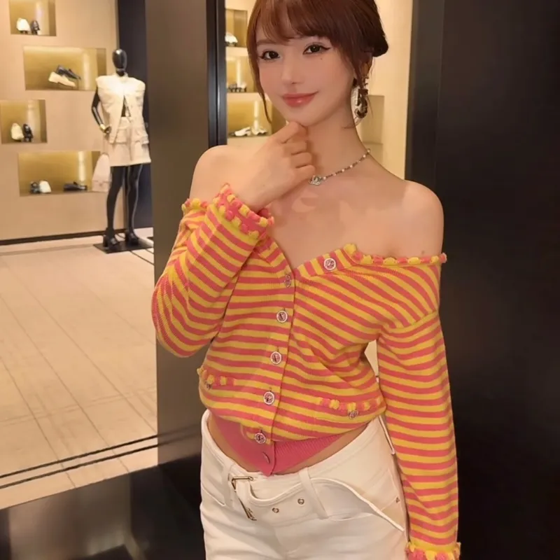 『フリーサイズ』売れ切れ必至 着心地良い セクシー ボーダー柄 アウター/チューブトップ/ショートパンツ
